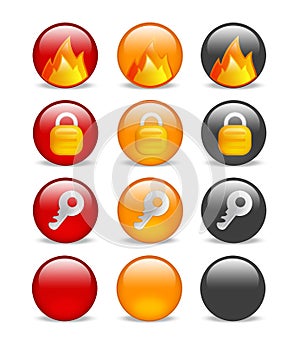 Circular internet security icon set