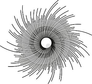 circular irregular rays vortex with small empty space in center