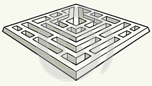 Circular Isometric Maze Structure Design, vector design Generative AI
