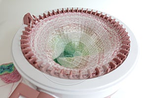 Circular Knitting Machine Creating Gradient Fabric