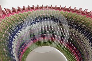 Circular Knitting Machine Creating Gradient Fabric