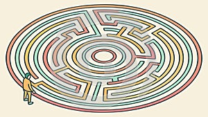 Circular Labyrinth Maze Puzzle Vector, vector design Generative AI