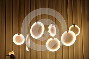 Circular Led chandelier lighting in the shop window