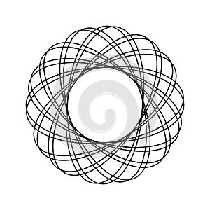 Circular line pattern. Geometric ring design. Linear vector mandala. Abstract spiral shape.