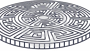 Circular Maze Floor Design Vector, Intricate Geometric Pattern, vector design Generative AI