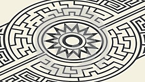 Circular Maze Labyrinth Pattern Design, vector design Generative AI