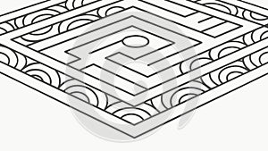 Circular Maze Pattern, Abstract Labyrinth Design, vector design Generative AI