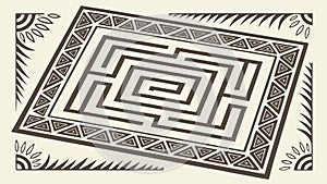 Circular Maze Puzzle, Intricate Logic Game Design, vector design Generative AI