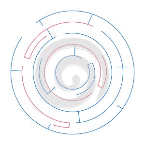 Circular maze puzzle with paths 2D cartoon object