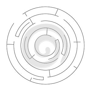 Circular maze puzzle with paths 2D line object
