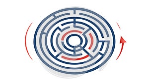 Circular Maze Puzzle Vector, Problem Solving Direction Challenge, vector design Generative AI