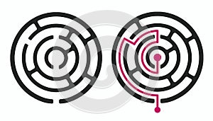 Circular maze with solution path