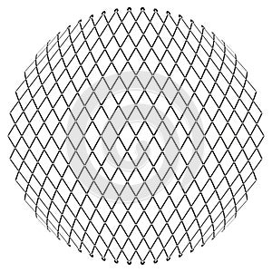 Circular mesh pattern. Round grid texture. Spherical lattice design. Vector circle structure.