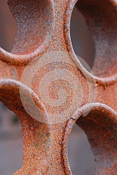 Circular metal textured rusty machinery detail