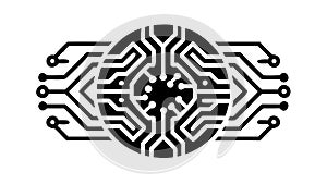 Circular Microchip Circuit Board Pattern Vector, vector design Generative AI