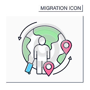 Circular migration color icon