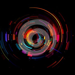 Circular, multicolored, techno tunel.