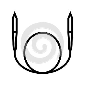 circular needle knitting wool line icon vector illustration