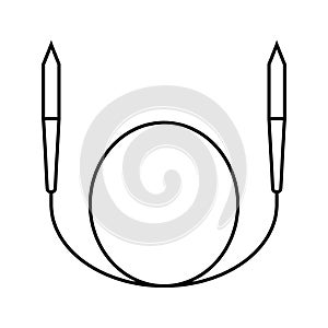 circular needle knitting wool line icon vector illustration