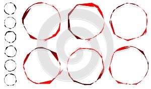 Circular painted circles. Grungy, textured circle set