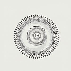 Circular pattern composed of numerous small, black, symmetrical dots arranged