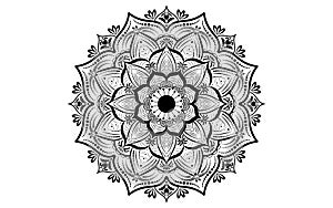 Circular pattern flower of mandala with black and white,Vector mandala floral patterns with white background