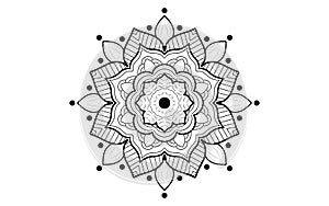 Circular pattern flower of mandala with black and white,Vector mandala floral patterns with white background