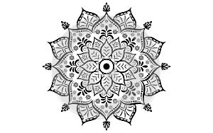 Circular pattern flower of mandala with black and white,Vector mandala floral patterns with white background