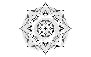 Circular pattern flower of mandala with black and white,Vector mandala floral patterns with white background