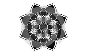 Circular pattern flower of mandala with black and white,Vector mandala floral patterns with white background,Hand drawn pattern