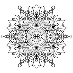Circular pattern in form of mandala for Henna, Mehndi, tattoo, decoration. Decorative ornament in ethnic oriental style