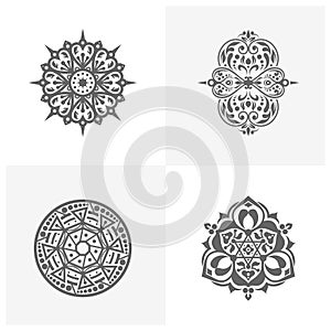 Circular pattern in form of mandala for Henna, Mehndi, tattoo, decoration. Decorative ornament in ethnic oriental style. Coloring