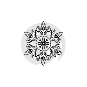 Circular pattern in form of mandala for Henna, Mehndi, tattoo, decoration. Decorative ornament in ethnic oriental style. Coloring