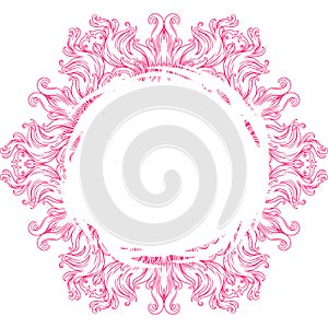 Circular pattern in form of mandala for Henna, Mehndi, tattoo, decoration. frame, round, pink
