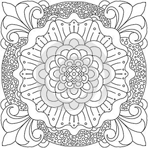 Circular pattern in form of mandala for Henna, Mehndi, tattoo, Decorative ornament in ethnic oriental style. decoration.