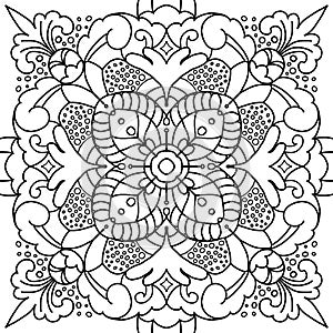 Circular pattern in form of mandala for Henna, Mehndi, tattoo, Decorative ornament in ethnic oriental style. decoration. Colorin