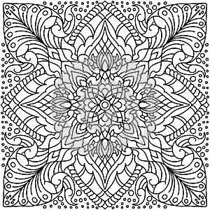 Circular pattern in form of mandala for Henna, Mehndi, tattoo, Decorative ornament in ethnic oriental style. decoration. Colorin