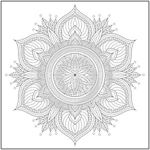 Circular pattern in form of mandala for learning and education. Coloring page for adult