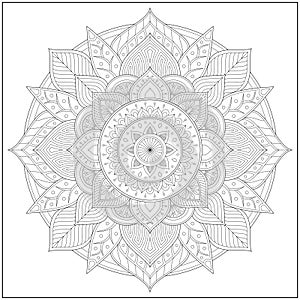 Circular pattern in form of mandala for learning and education. Coloring page for adult