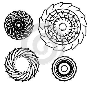 Circular pattern set in form of mandala for Henna, Mehndi, tattoo, decoration. Decorative ornament in ethnic oriental style.