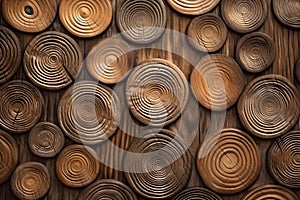 circular patterns on a cross section of a giant and old tree trunk