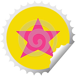 circular peeling sticker cartoon of a gold star