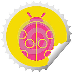 circular peeling sticker cartoon of a lady bug