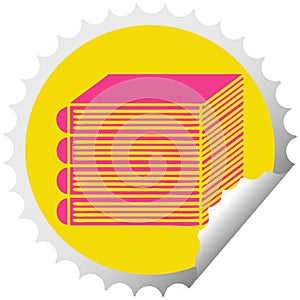 circular peeling sticker cartoon stack of books