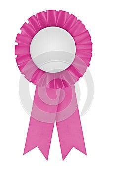 Pink rosette with pleated outer photographed on white background