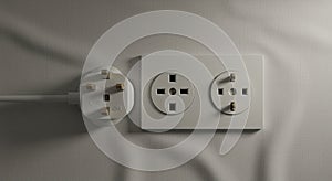 Circular plug with three prongs designed for British Standard (BS 1363) outlets, partia
