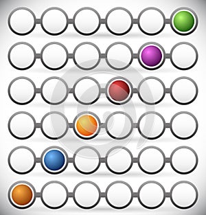 Circular process flow chart element. Color Coded Steps, Phase, P