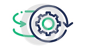 Circular Process Gear Icon with Arrows, vector design Generative AI