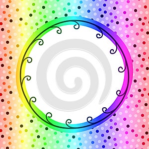 Circular rainbow frame invitation card