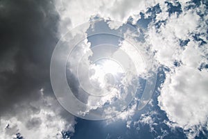 Circular Rainbow Sun with clouds